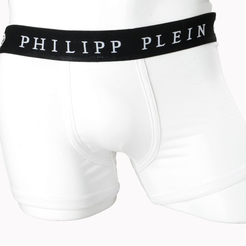 Philipp Plein Men's White Logo Print Boxer Brief Underwear Bi-Pack